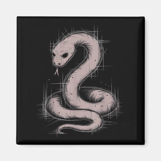 Creepy Cute Goth Python Horror Snake Sketch Alt Ng Magneet (Voorkant)