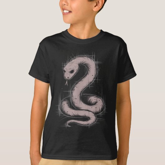 Creepy Cute Goth Python Horror Snake Sketch Alt Ng T-shirt (Voorkant)