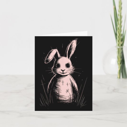 Creepy Cute Goth Rabbit Horror Bunny Sketch Alt Ng Kaart (Voorkant)