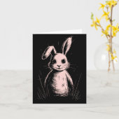 Creepy Cute Goth Rabbit Horror Bunny Sketch Alt Ng Kaart (Gele Bloem)