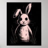 Creepy Cute Goth Rabbit Horror Bunny Sketch Alt Ng Poster (Voorkant)
