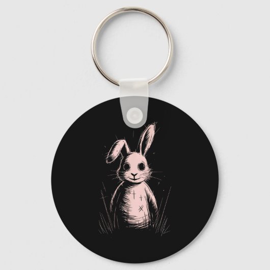 Creepy Cute Goth Rabbit Horror Bunny Sketch Alt Ng Sleutelhanger (Voorkant)