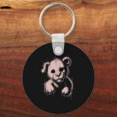 Creepy Cute Goth Teddy Lion Horror Sketch Nge Bear Sleutelhanger (Voorkant)