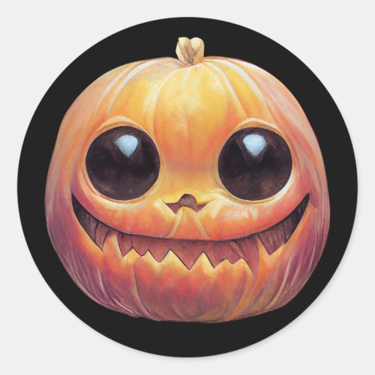 Creepy Cute Halloween Pumpkin Face Ronde Sticker (Voorkant)