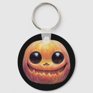 Creepy Cute Halloween Pumpkin Face Sleutelhanger