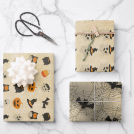 Creepy Cute Halloween Theme Patroon Inpakpapier Vel