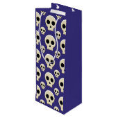 Creepy Cute Kawaii Goth Skull Pattern Wijn Cadeautas (Achterkant Gekanteld)
