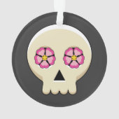 Creepy Cute Kawaii Gothic Skull met Flowers Ornament (achterkant)