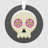 Creepy Cute Kawaii Gothic Skull met Flowers Ornament (voorkant)