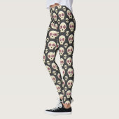 Creepy Cute Kawaii Gothic Skull met Flowers Patter Leggings (Links)
