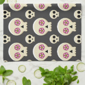 Creepy Cute Kawaii Gothic Skull met Flowers Patter Theedoek (Gevouwen)