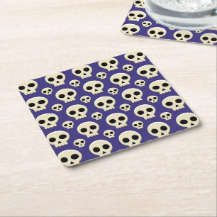 Creepy Cute Kawaii Gothic Skull Pattern Kartonnen Onderzetters