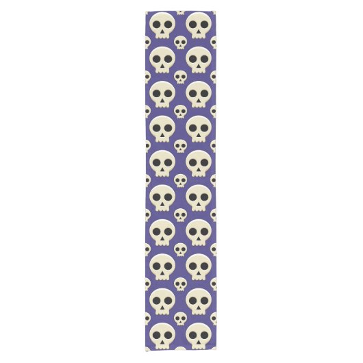 Creepy Cute Kawaii Gothic Skull Pattern Korte Tafelloper (Voorkant)