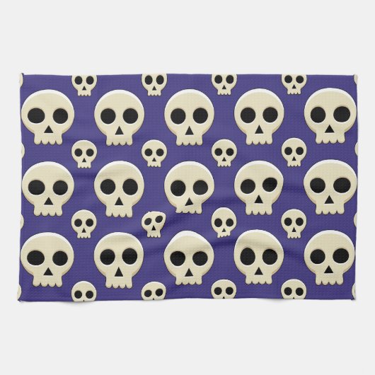Creepy Cute Kawaii Gothic Skull Pattern Theedoek (Horizontaal)