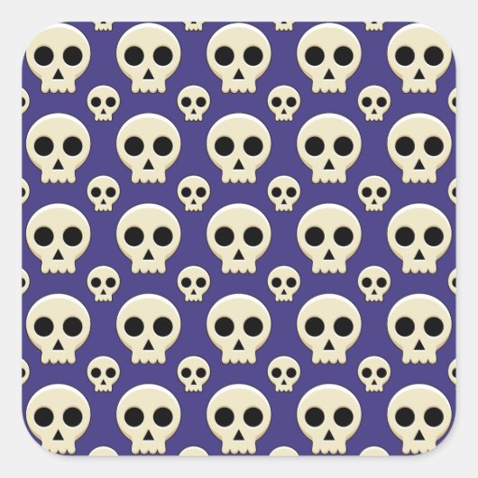 Creepy Cute Kawaii Gothic Skull Pattern Vierkante Sticker (Voorkant)