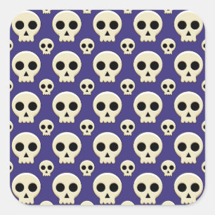 Creepy Cute Kawaii Gothic Skull Pattern Vierkante Sticker