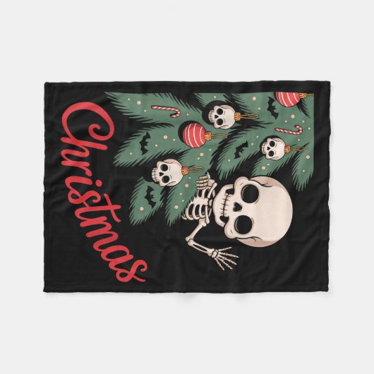 Creepy Cute Kawaii Skeleton Christmas Tree Skull B Fleece Deken (Voorkant (Horizontaal))