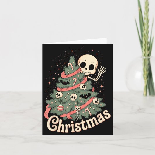Creepy Cute Kawaii Skeleton Christmas Tree Skull B Kaart (Voorkant)