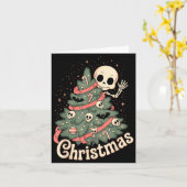 Creepy Cute Kawaii Skeleton Christmas Tree Skull B Kaart (Gele Bloem)