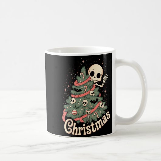 Creepy Cute Kawaii Skeleton Christmas Tree Skull B Koffiemok (Rechts)