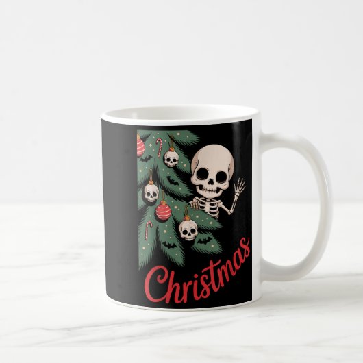Creepy Cute Kawaii Skeleton Christmas Tree Skull B Koffiemok (Rechts)