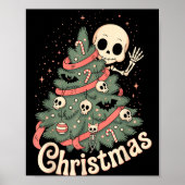Creepy Cute Kawaii Skeleton Christmas Tree Skull B Poster (Voorkant)