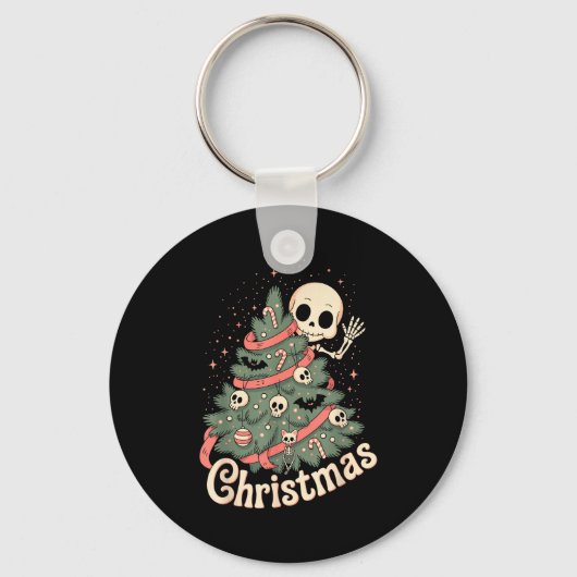 Creepy Cute Kawaii Skeleton Christmas Tree Skull B Sleutelhanger (Voorkant)
