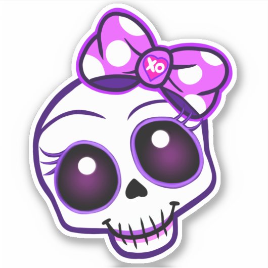 Creepy Cute Kawaii Skull Bumpersticker Sticker (Voorkant)