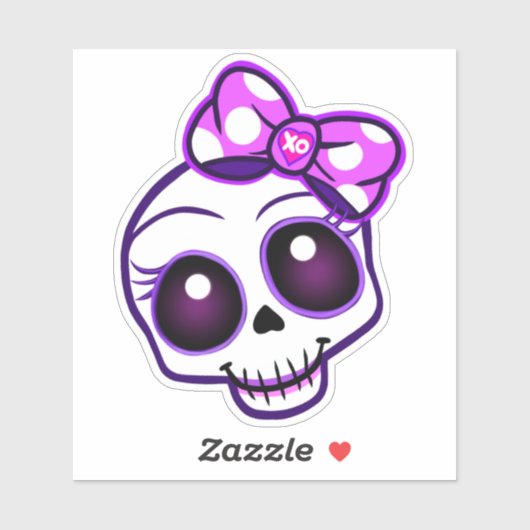 Creepy Cute Kawaii Skull Bumpersticker Sticker (Vel)
