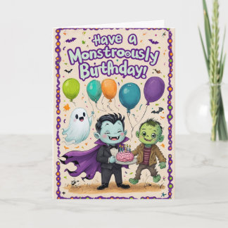 Creepy Cute Monsters Kids Birthday  Kaart