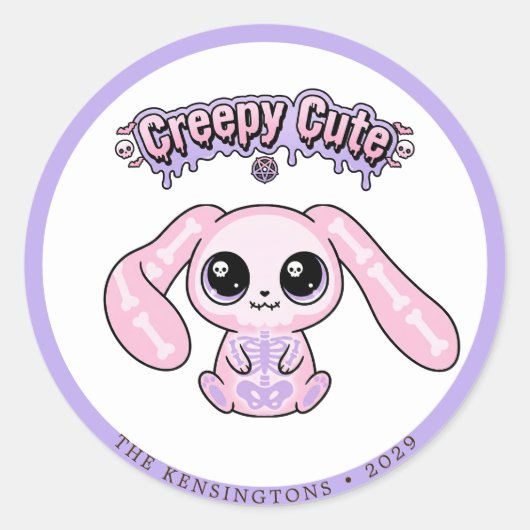 Creepy Cute Pastel Goth Bunny Easter Sticker (Voorkant)