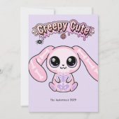 Creepy Cute Pastel Goth Easter Skull Bunn Feestdagenkaart (Voorkant)