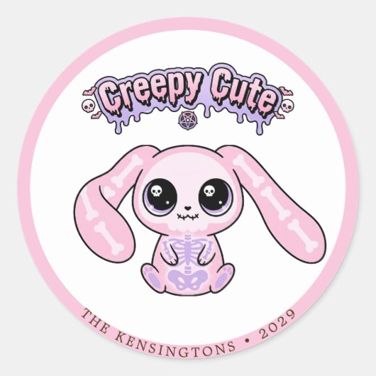 Creepy Cute Pink Goth Bunny Easter Sticker (Voorkant)