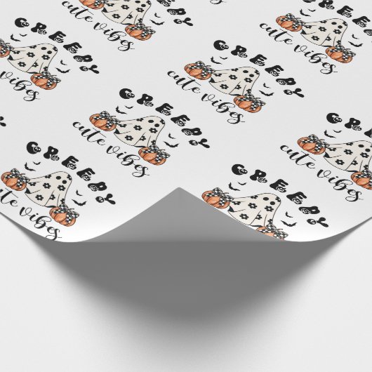 Creepy Cute Vibes Coquette Ghost & Pumpkin  Cadeaupapier (Hoek)