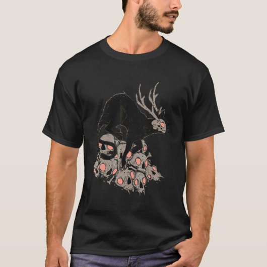 Creepy Demon Cat Horror Art T-shirt (Voorkant)