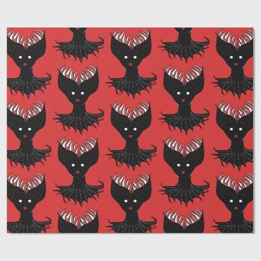 Creepy Demon Girl Dark Gothic Character met Teth Cadeaupapier (Vlak)