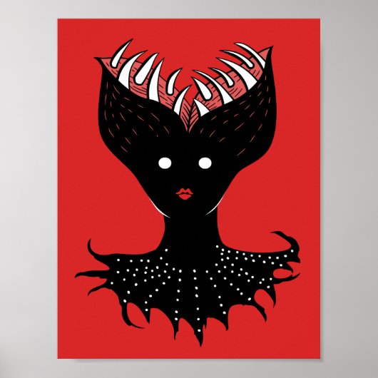 Creepy Demon Girl Dark Gothic Character met Teth Poster (Voorkant)