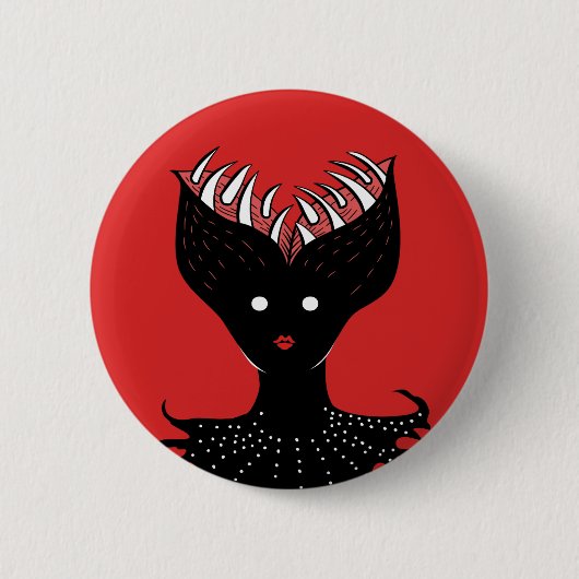 Creepy Demon Girl Dark Gothic Character met Teth Ronde Button 5,7 Cm (Voorkant)