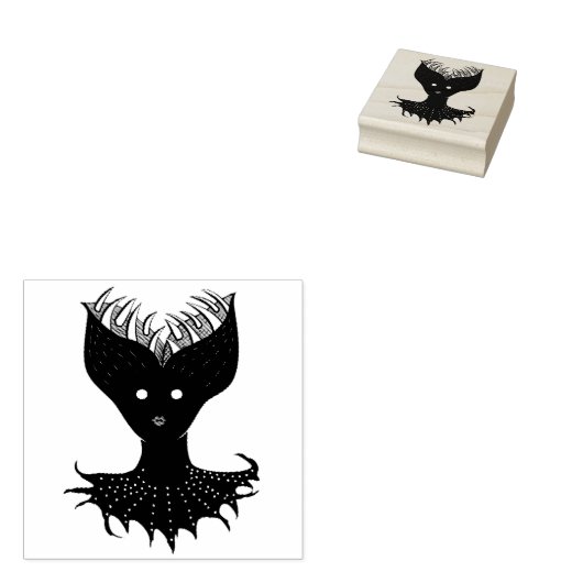 Creepy Demon Girl Dark Gothic Character met Teth Rubberstempel (Gestempeld)