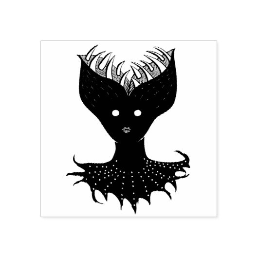 Creepy Demon Girl Dark Gothic Character met Teth Rubberstempel (Afrduk)
