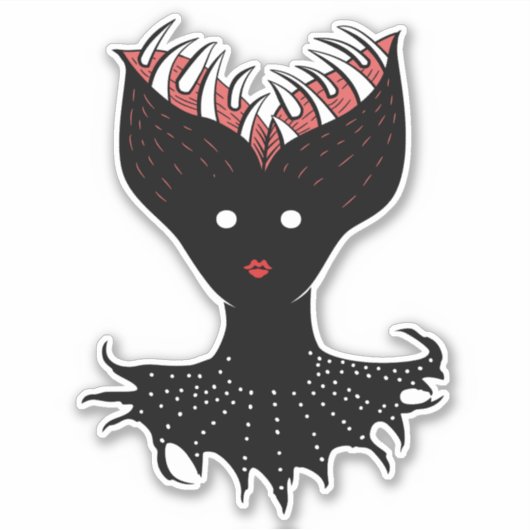 Creepy Demon Girl Dark Gothic Character met Teth Sticker (Voorkant)