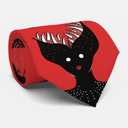 Creepy Demon Girl Dark Gothic Character met Teth Stropdas (Opgerold)