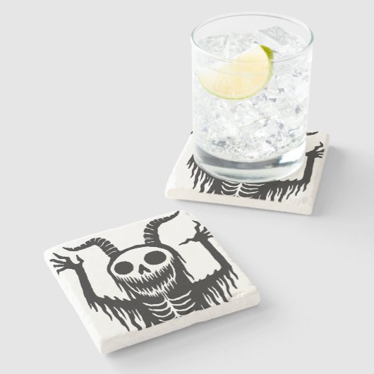 Creepy Demon Skull Stenen Onderzetter (Zijkant)