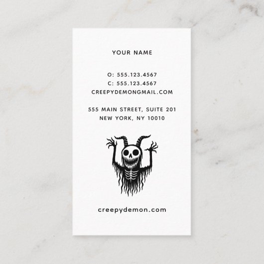 Creepy Demon Skull Visitekaartje (Achterkant)