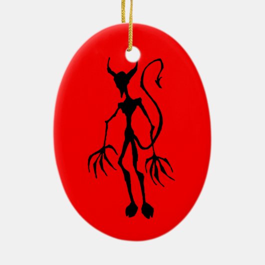 Creepy Devil Stick Figuur Keramisch Ornament (Achterkant)