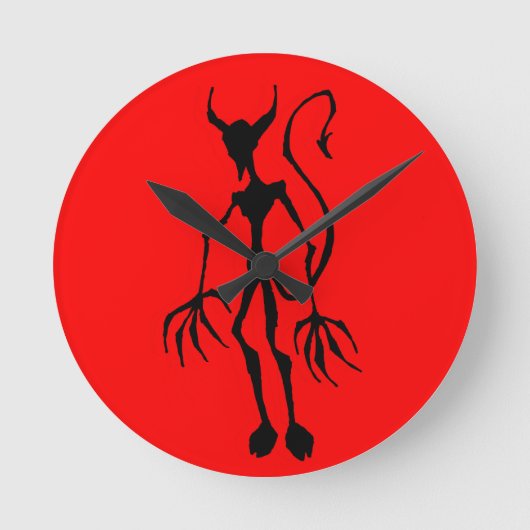 Creepy Devil Stick Figuur Ronde Klok (Voorkant)
