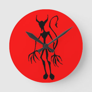 Creepy Devil Stick Figuur Ronde Klok