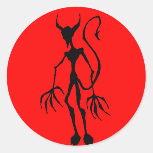 Creepy Devil Stick Figuur Ronde Sticker
