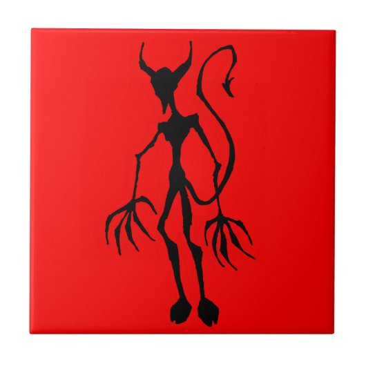 Creepy Devil Stick Figuur Tegeltje (Voorkant)