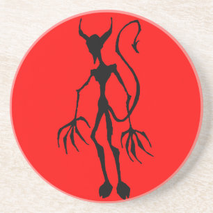 Creepy Devil Stick Figuur Zandsteen Onderzetter